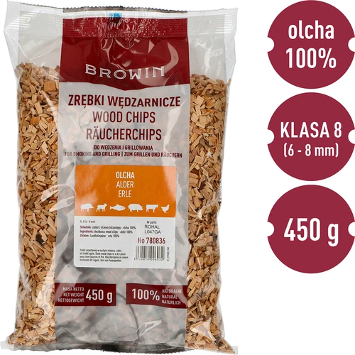 Røgflis/grillflis, al, 450 g, kl. 8 - 2