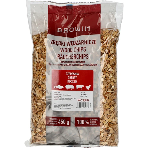 Røgflis til rygning/grillning, kirsebær, 450 g, kl. 8  - 1 