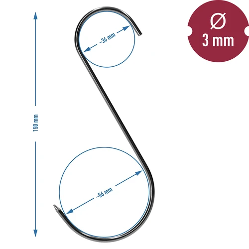 Røghager - S, spidset 3mm x 150mm 15 stk. - 7