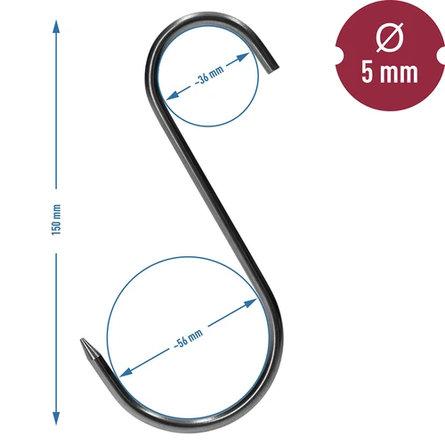 Røghager - S, spidset 5mm x 150mm 5 stk. - 7