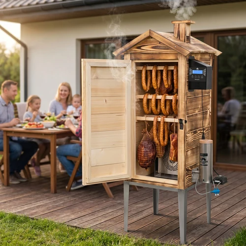 Røgovn med Wi‑Fi, 200 L – dragON WOOD 100IQ med elektrisk varmemodul og styring, i flammebehandlet træ - 12