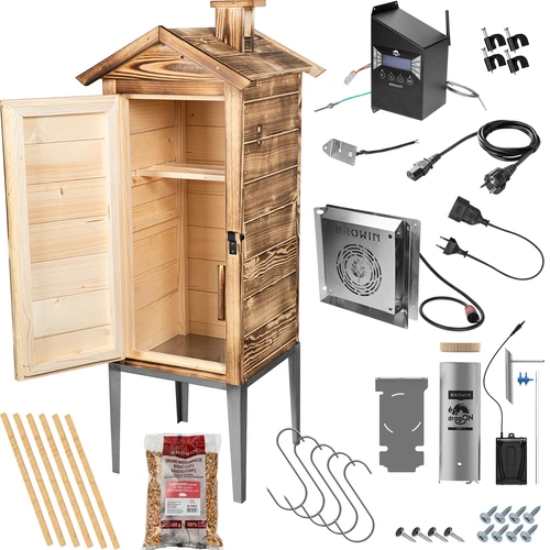 Røgovn med Wi‑Fi, 200 L – dragON WOOD 100IQ med elektrisk varmemodul og styring, i flammebehandlet træ - 3