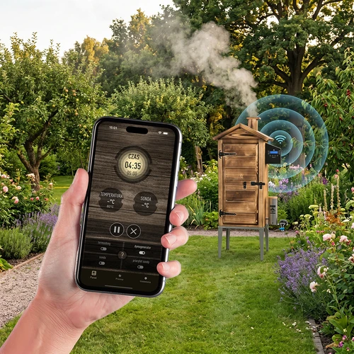 Røgovn med Wi‑Fi, 200 L – dragON WOOD 100IQ med elektrisk varmemodul og styring, i flammebehandlet træ - 6