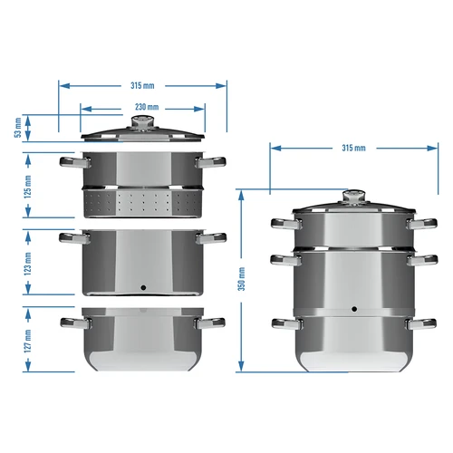 Rustfrit stål saftkoger med damper 5 L - 9