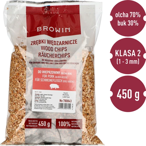 Rygeflis til røgning/grill 70% el + 30% bøg, 450 g, kl. 2 - 3