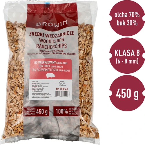 Rygeflis til røgning/grill, 70% elletræ + 30% bøg, 450 g, kl. 8 - 3