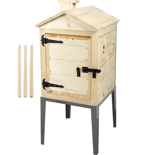 Rygekammer i grantræ, 115 L, med base i rustfrit stål