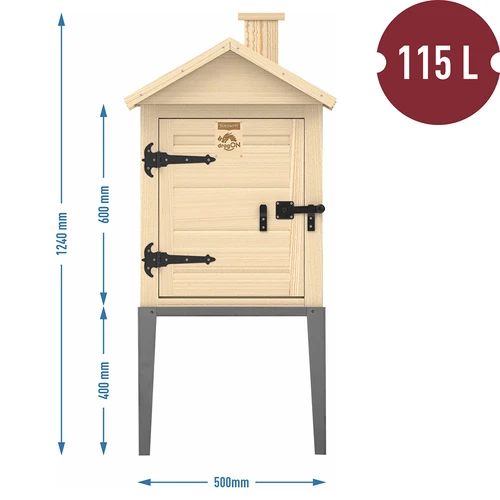 Rygekammer i grantræ, 115 L, med base i rustfrit stål - 3