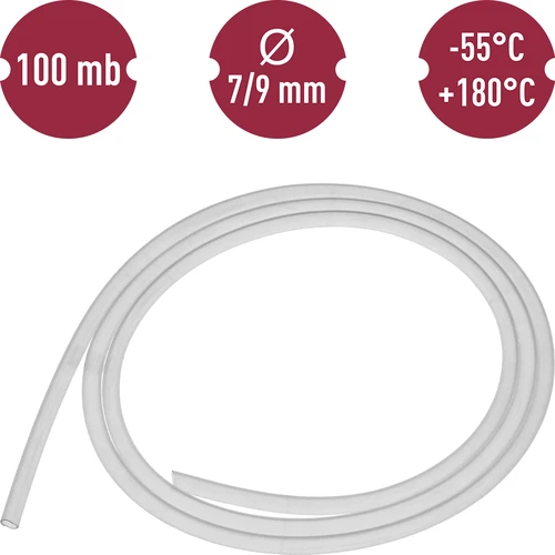 Silikoneslange fi 7/9mm -55 +180°C mb - 2