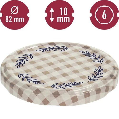Skruelåg Ø82/6, beige ternet, 10 stk. - 2