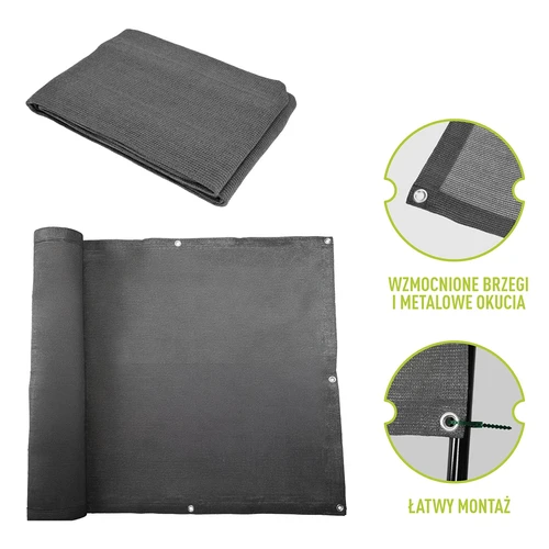 Skyggenet (80%, 140 g/m2) 0,9x5 m, grafit - 6