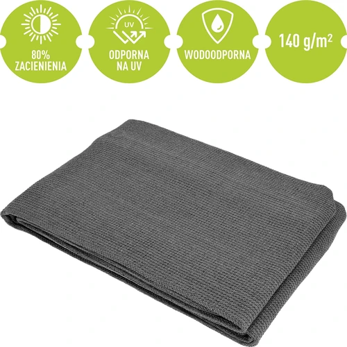 Skyggenet (80%, 140 g/m2) 0,9x5 m, grafit - 5