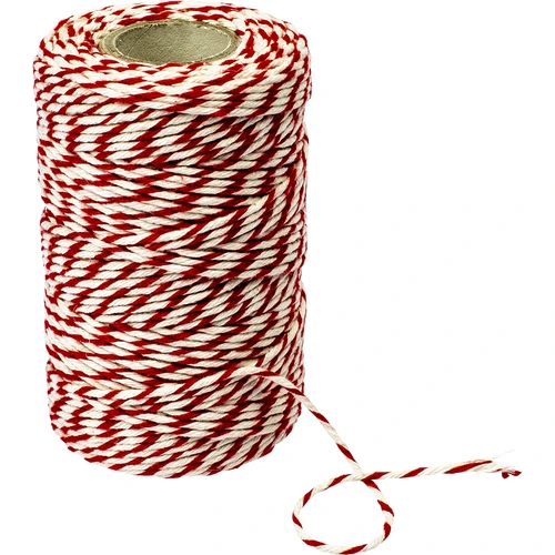 Slagtersnor hvid-rød bomuld (240°C) 55 m  - 1 
