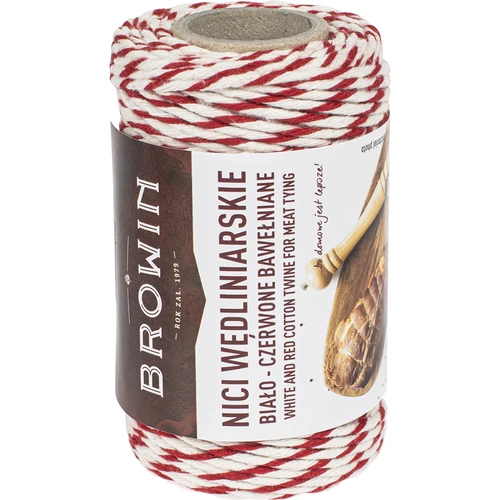 Slagtersnor hvid-rød bomuld (240°C) 55 m - 2