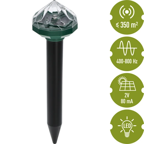 Solcelledrevet muldvarpeafskrækker med LED-lampe - 7