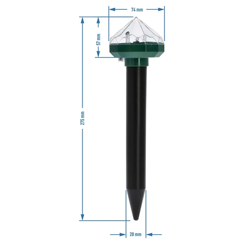 Solcelledrevet muldvarpeafskrækker med LED-lampe - 8