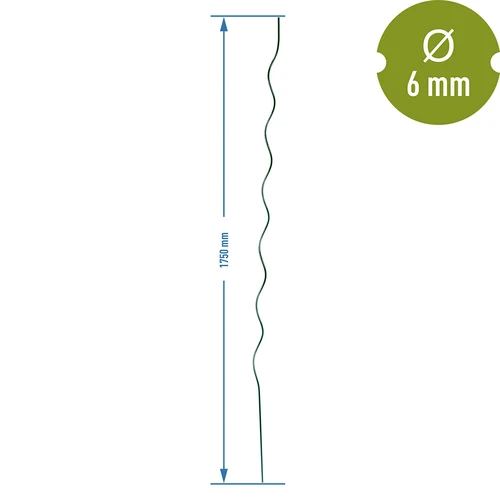 Spiralformet stålstang 1,75m x 6mm - 2