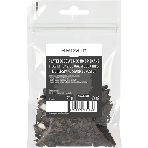 Stærkt ristede egetræ flager, 20g - 2