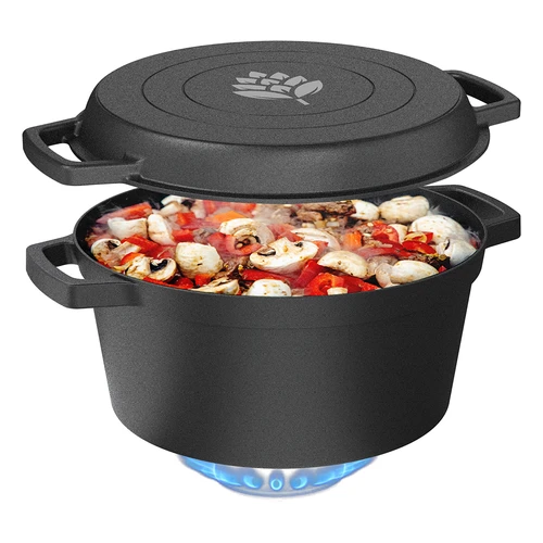 Støbejernsgryde med pande, 5 L + 1 L - 7