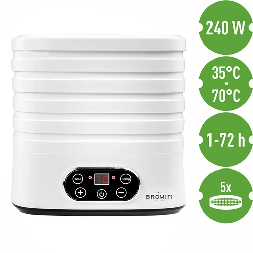 Svampetørrer, frugter, grøntsager og urter med temp regulering, 240W, hvid - 9