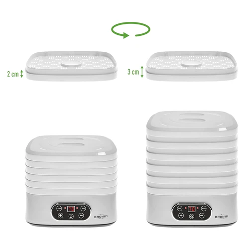 Svampetørrer, frugter, grøntsager og urter med temp regulering, 240W, hvid - 12