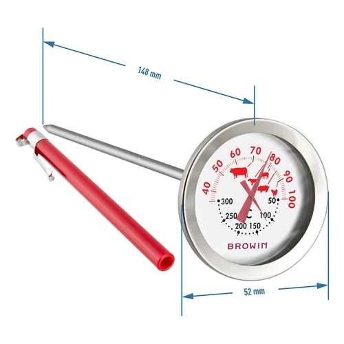 Termometer med dobbelt skala (30°C til 100°C) / (50°C til 300°C) 13,0cm - 3
