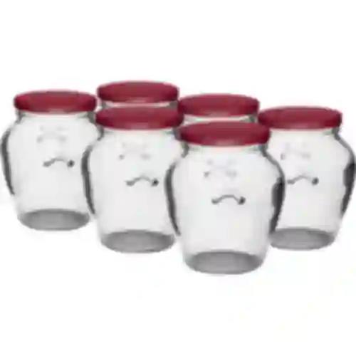 Amfora krukke 580 ml (fi 82) med bordeaux låg 6 stk