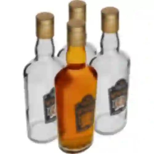 Flaske 0,5 L med skruelåg og 2-farvet tryk Whisky - 4 stk.