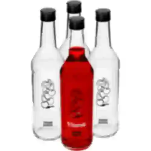 Flaske 0,5 L med skruelåg og tryk Kirsebærlikør - 4 stk.