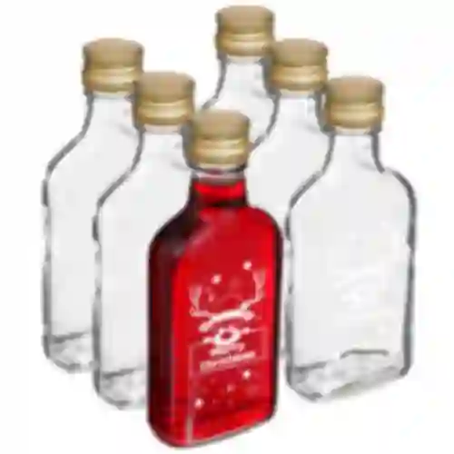 Flaske 200 ml med skruelåg, juletryk Rensdyr, 6 stk.