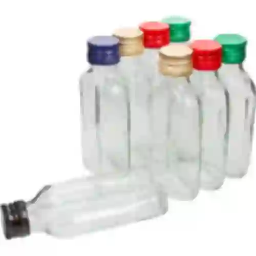 Flaske til likører lommelærke 100 ml+ skruelåg 8 stk.