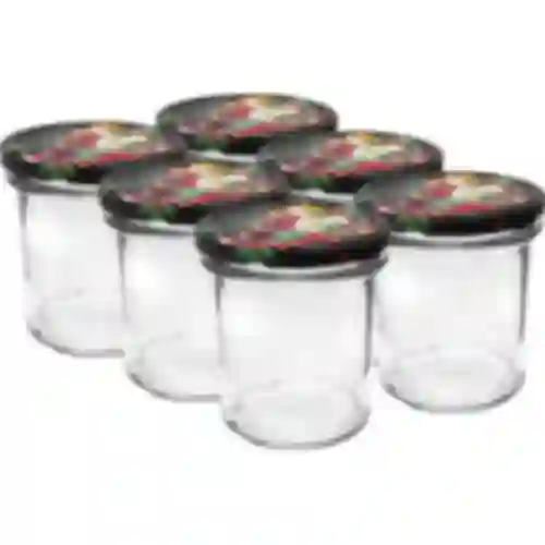 Glas 350 ml med farvet låg - 6 stk.