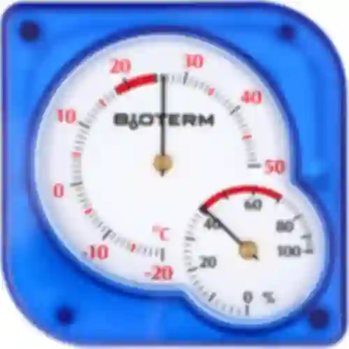 Indendørs bimetal termometer med hygrometer (-20 til +50°C), blåt