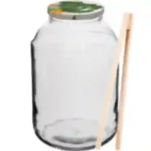 Krukke 4 L, farvet låg + gaffel eller tang