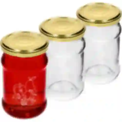 Krukke TO 300ml med tryk - mix af frugter og låg fi66/4 - 3 stk.