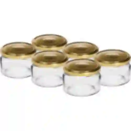Lavt glas 200ml - med gyldent låg fi 82/6, 6 stk.