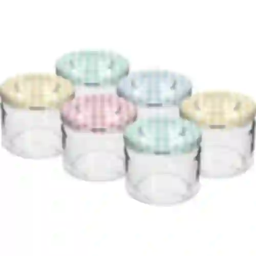 Lavt glas 330ml - med farvet låg fi 82/6, 6 stk.
