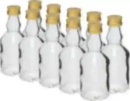 Lille Flaske 50 ml med låg - 10 stk.