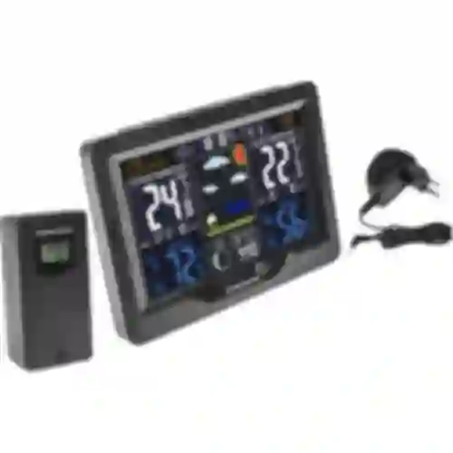 RCC vejrstation, DCF – elektronisk, oplyst, trådløs, sensor, sort