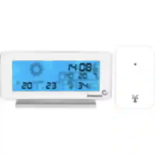 RCC vejrstation, DCF – elektronisk, trådløs, oplyst sensor, hvid