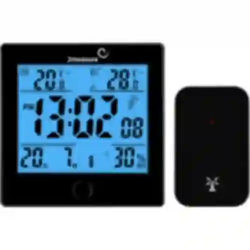 RCC vejrstation, DCF – elektronisk, trådløs, oplyst sensor, sort