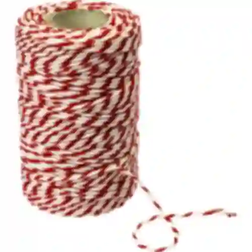 Slagtersnor hvid-rød bomuld (240°C) 55 m