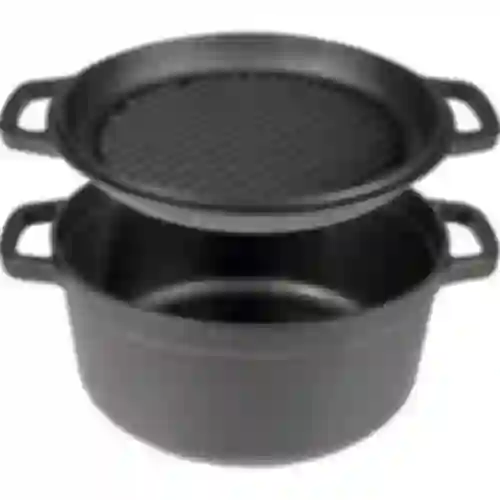 Støbejernsgryde med pande, 3,5 L