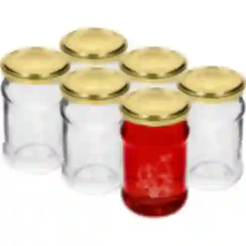 TO krukke 300ml med tryk - mix af frugter og låg fi66/4 - 6 stk.