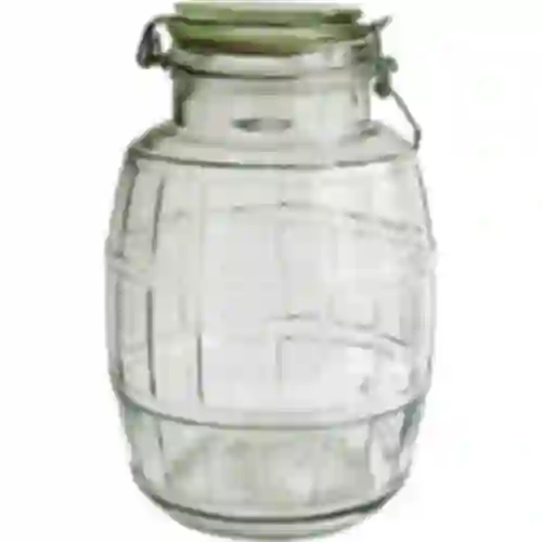 Tøndeformet 2,1 L sylteglas med klips