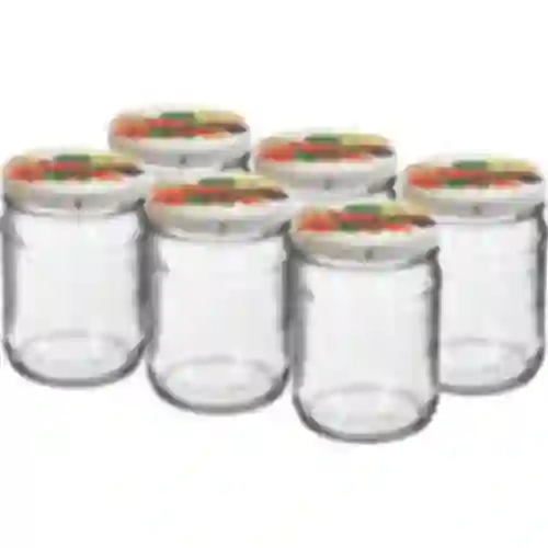 Twist-off krukke 500 ml med farverigt låg fi82/6 - 6 stk.