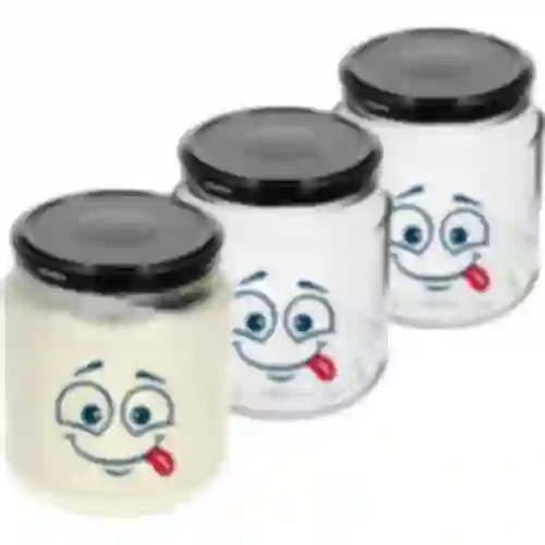 Twist-off krukke 580ml med tryk Smiley og låg fi 82/6 - 3 stk.