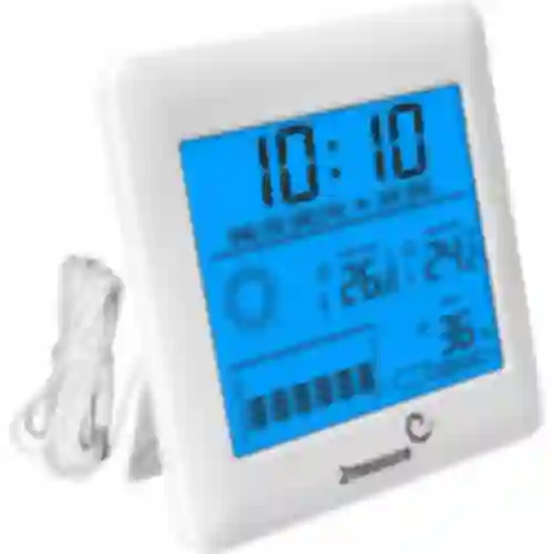 Vejrstation – elektronisk, baggrundsbelyst, sonde, hvid