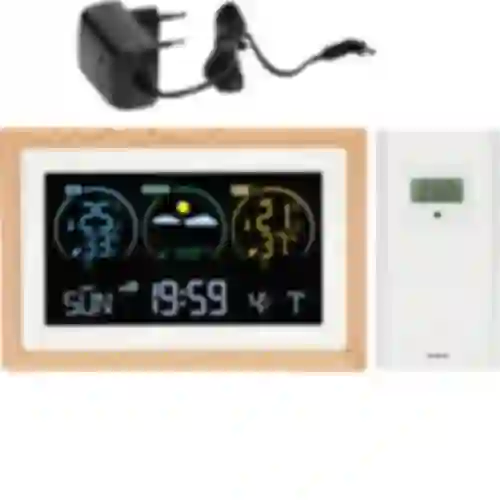 Vejrstation (RCC,DCF) - elektronisk, trådløs, oplyst, sensor, hvid