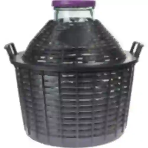 Vinballon 25 L med bred hals i plastikkurv